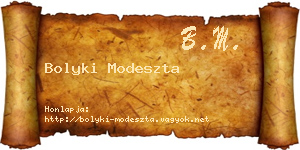Bolyki Modeszta névjegykártya